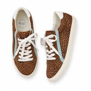 Madewell MWL Sidewalk Low Top Sneakers Spotted Calf Hair Leopard NA842 Womens 7M